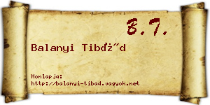Balanyi Tibád névjegykártya